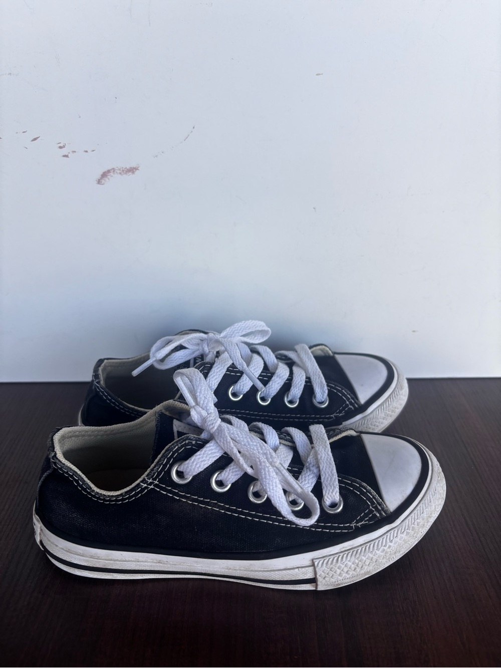 Converse: Classic Black Canvas Kids Sneakers with White Laces